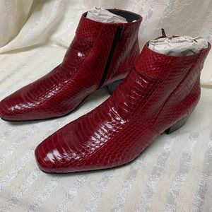 Men’s genuine red snake skin boots.